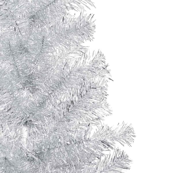 vidaXL Belyst plastgran med kulor silver 150 cm PET Silver