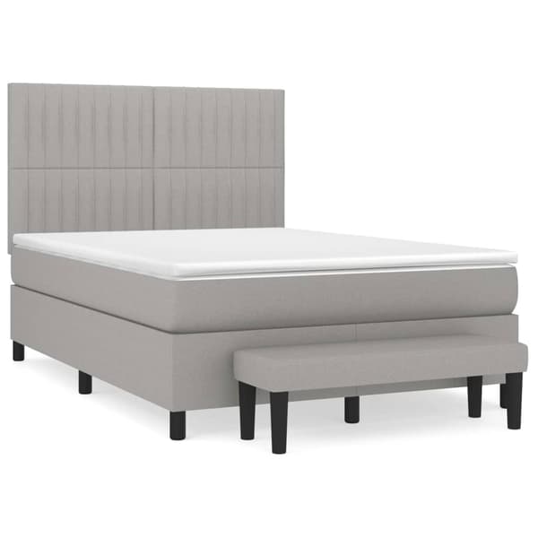 vidaXL Ramsäng med madrass ljusgrå 140x200 cm tyg Grå