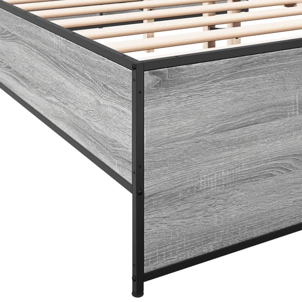 vidaXL Sängram grå sonoma 140x200 cm konstruerad trä och metall Grå