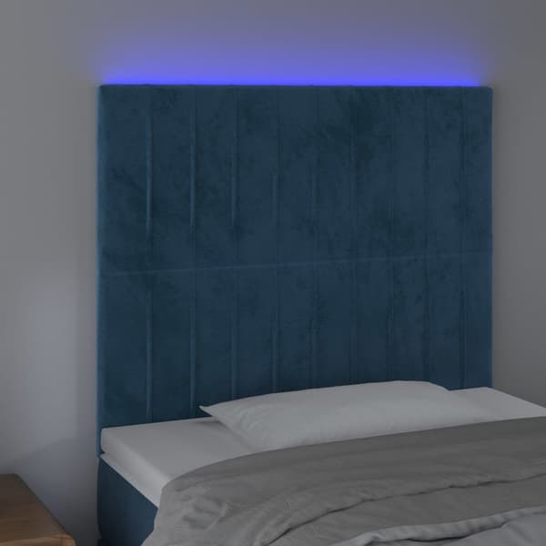 vidaXL Sänggavel LED mörkblå 90x5x118/128 cm sammet Blå