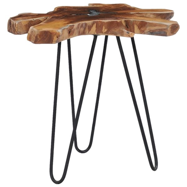 vidaXL Soffbord 70x45 cm massiv teak och polyresin multifärg