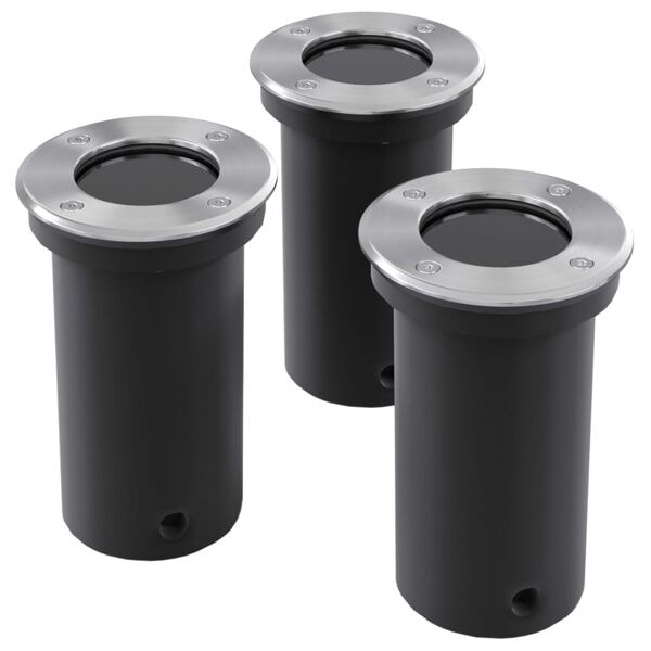 vidaXL Markbelysning rund 3-pack Silver