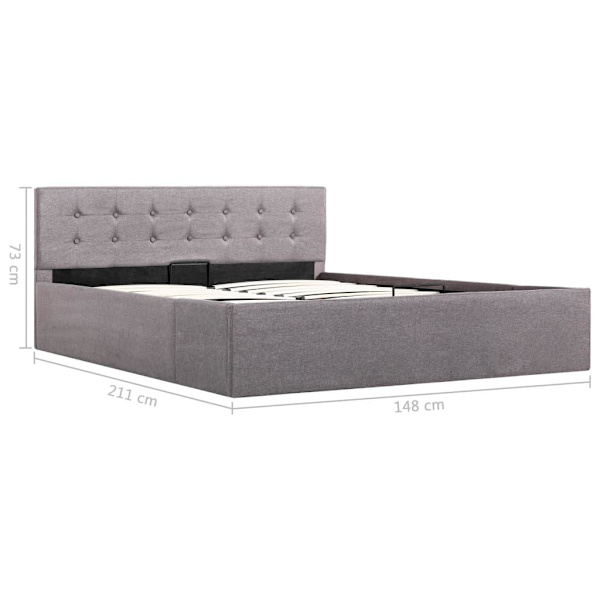 vidaXL Sängram med hydraulisk förvaring taupe tyg 140x200 cm Taupe