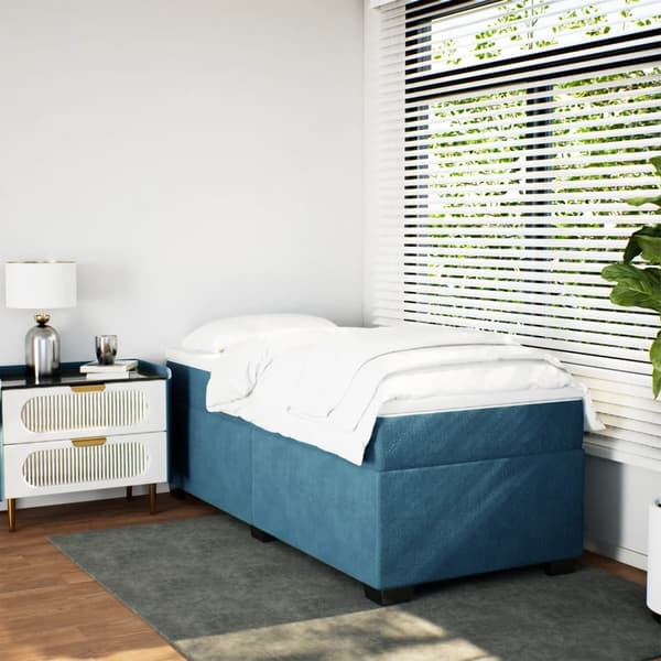 vidaXL Ramsäng med madrass mörkblå 80x200 cm sammet Blå