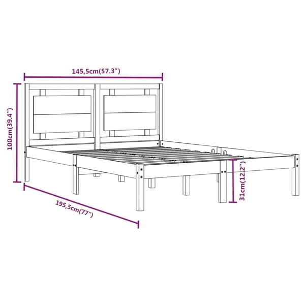 vidaXL Sängram grå massivt trä 140x190 cm Grå