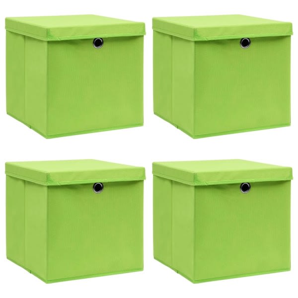 vidaXL Förvaringslådor med lock 4 st grön 32x32x32 cm tyg Grön
