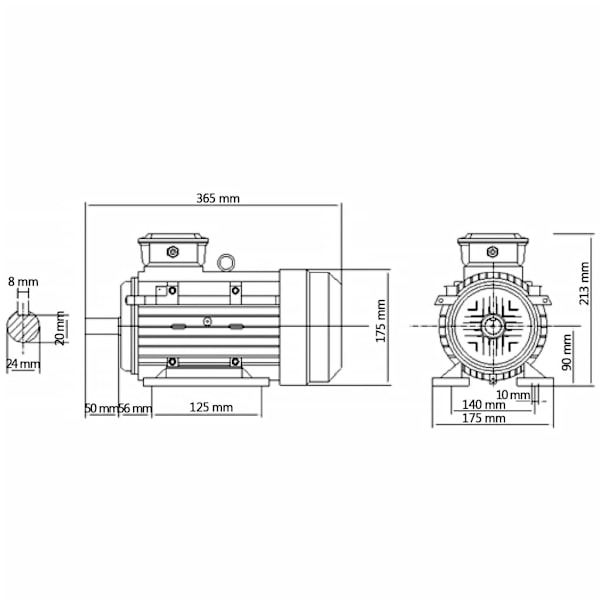 vidaXL 3-fas elektrisk motor aluminium 2,2kW/3HP 2-polig 2840 RPM