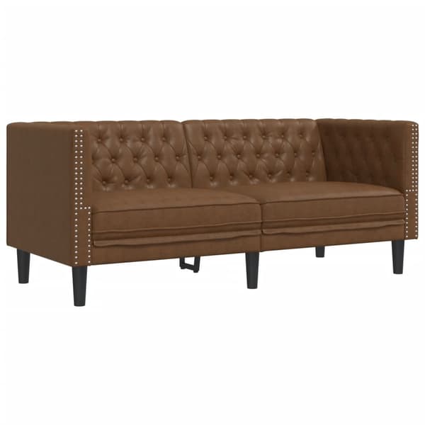 vidaXL Soffgrupp chesterfield 2 delar brun konstmocka Brun