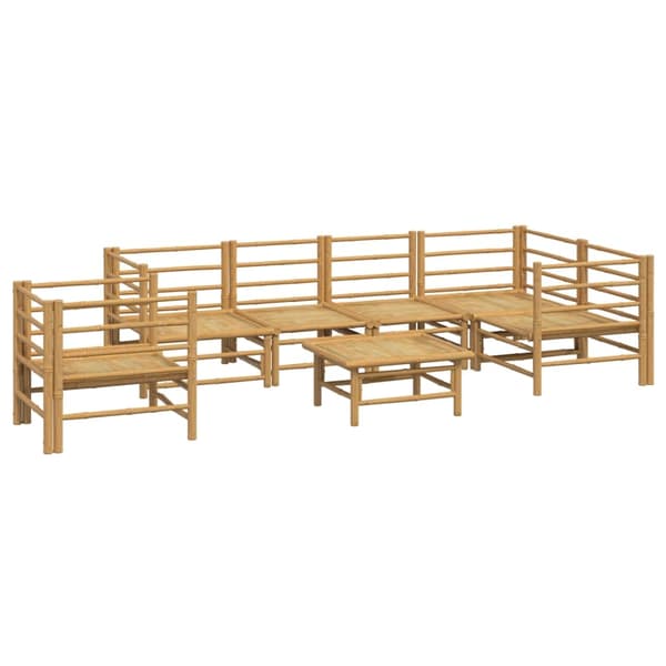 vidaXL Loungegrupp 7 delar ljusgråa dynor bambu Brun