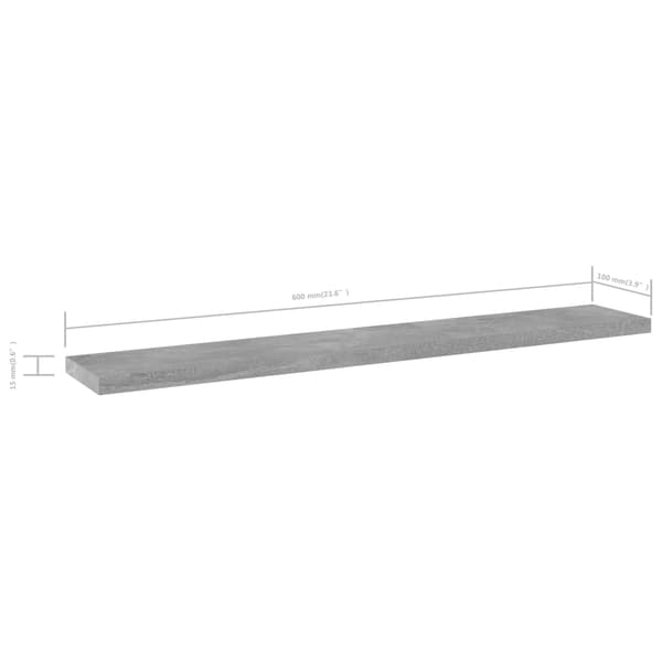 vidaXL Hyllplan 8 st betonggrå 60x10x1,5 cm konstruerat trä grå