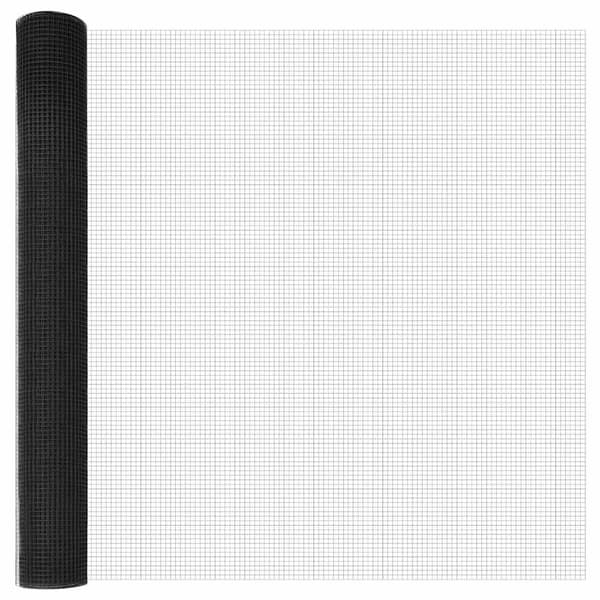 vidaXL Svetsat trådgaller markfäste 10 x 1 m PVC-belagda stål Grå Mesh Grå