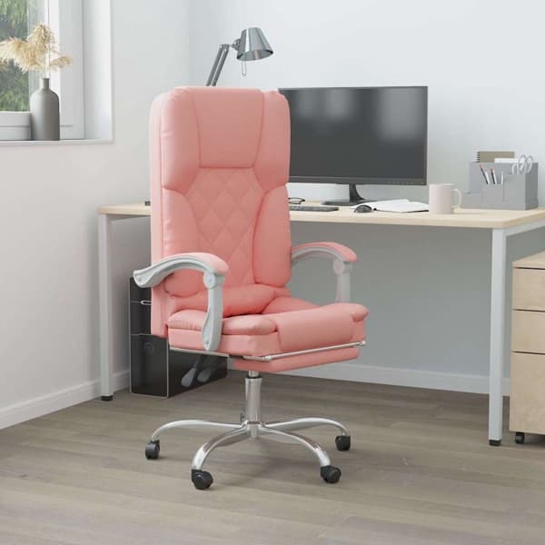 vidaXL Kontorsstol med massage rosa konstläder Rosa