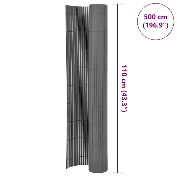 vidaXL Insynsskydd 110x500 cm grå grå