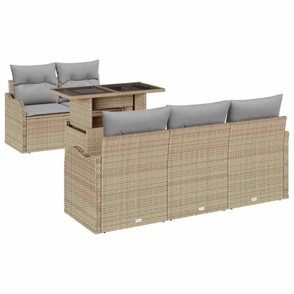 vidaXL Trädgårdsoffset 6 st Beige konstrotting Beige