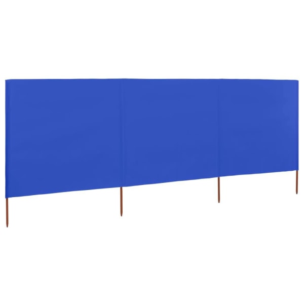 vidaXL Vindskydd 3 paneler tyg 400x80 cm azurblå Blå
