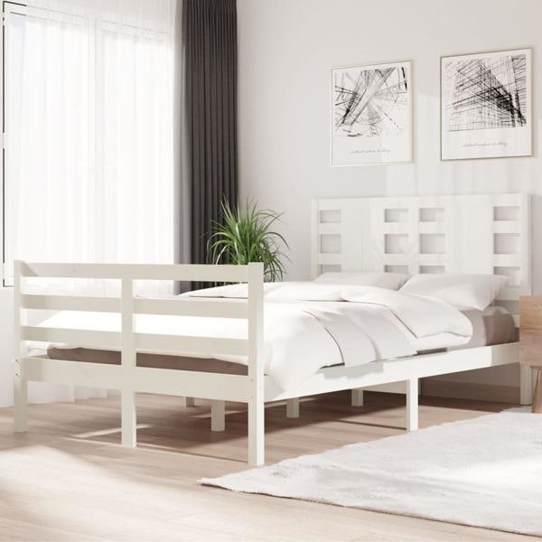 vidaXL Sängram vit massiv furu 120x200 cm enkelsäng Vit