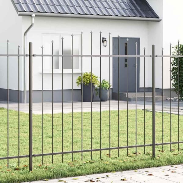 vidaXL Trädgårdsstängsel WOERDEN 6 st 170 x 190 cm Pulverlackerat stål Grå