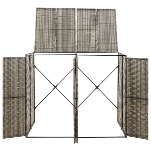 vidaXL Dubbelt skjul för soptunnor grå 140x80x117 cm konstrotting Grå