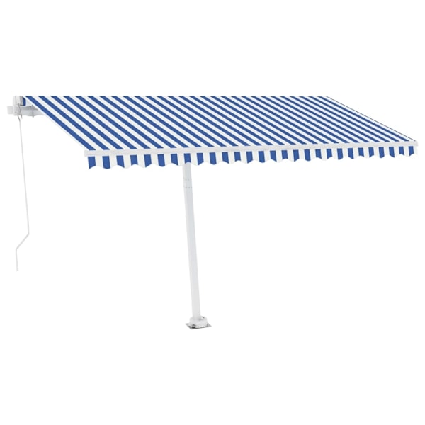 vidaXL Fristående markis manuellt infällbar 450x300 cm blå/vit Blå