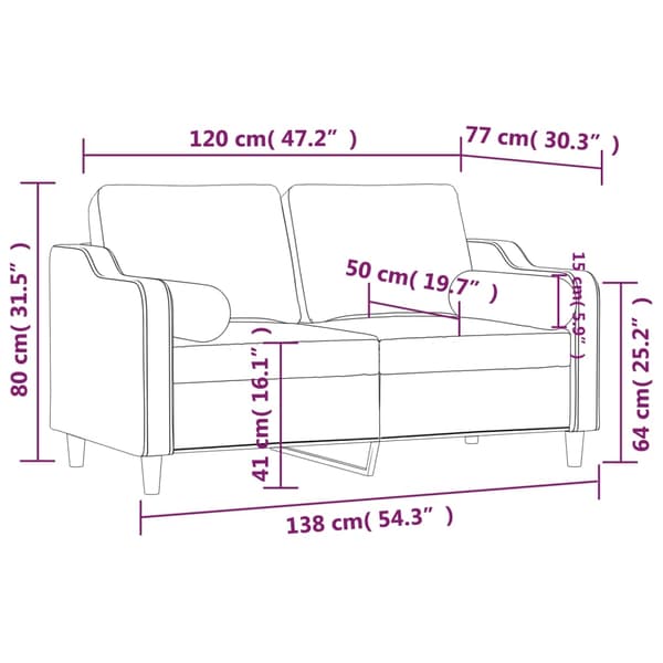 vidaXL 2-sits soffa med prydnadskuddar mörkgrå 120 cm tyg Grå