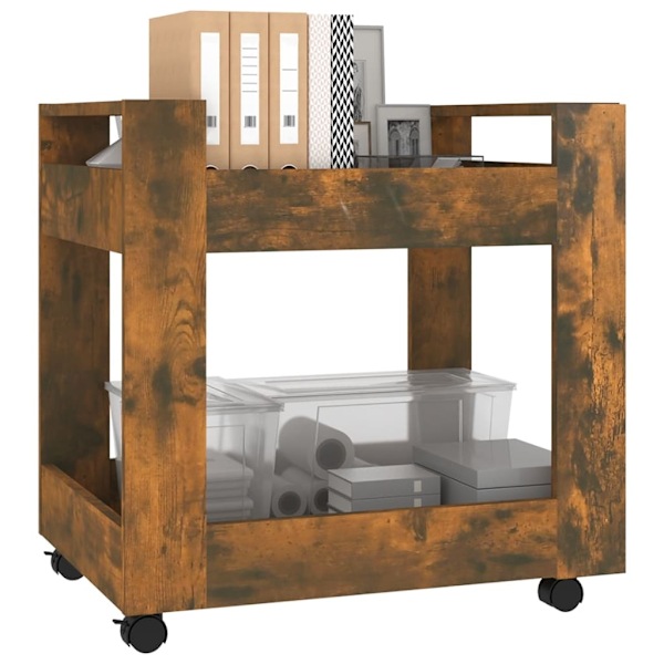 vidaXL Skrivbordsvagn rökfärgad ek 60x45x60 cm konstruerat trä Brun