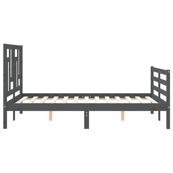 vidaXL Sängram med huvudgavel grå 140x190 cm massivt trä Grå