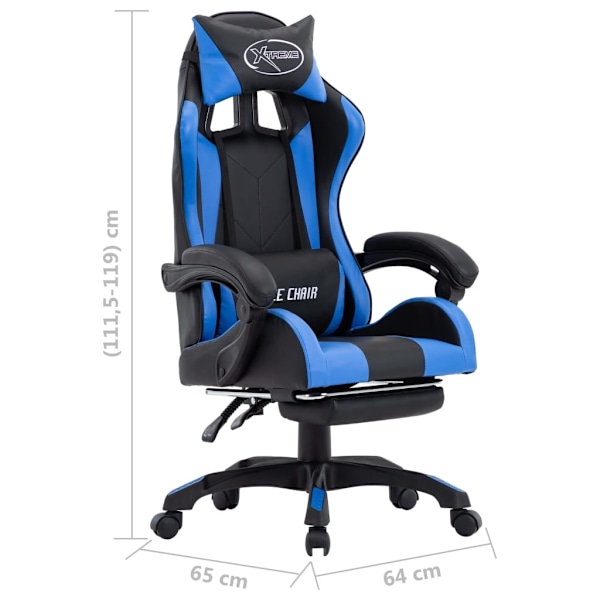vidaXL Gamingstol med fotstöd blå och svart konstläder Blå
