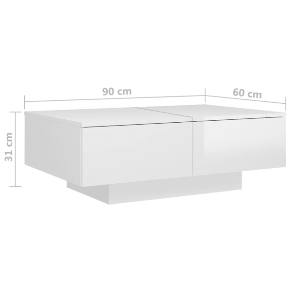 vidaXL Soffbord vit högglans 90x60x31 cm konstruerat trä Vit