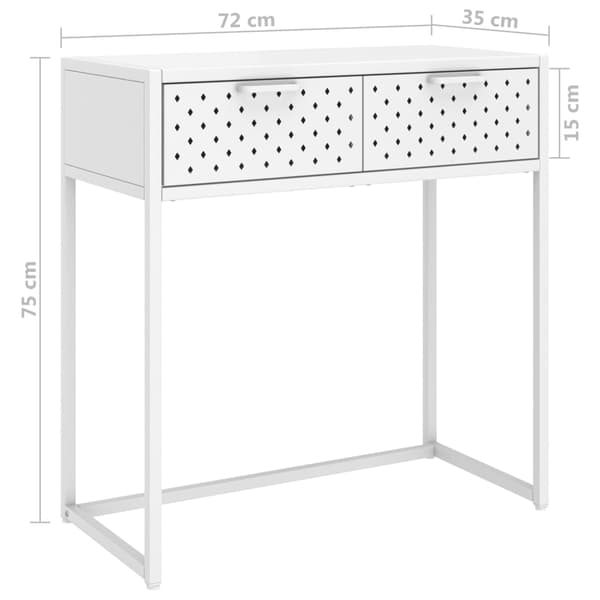 vidaXL Konsolbord vit 72x35x75 cm stål Vit
