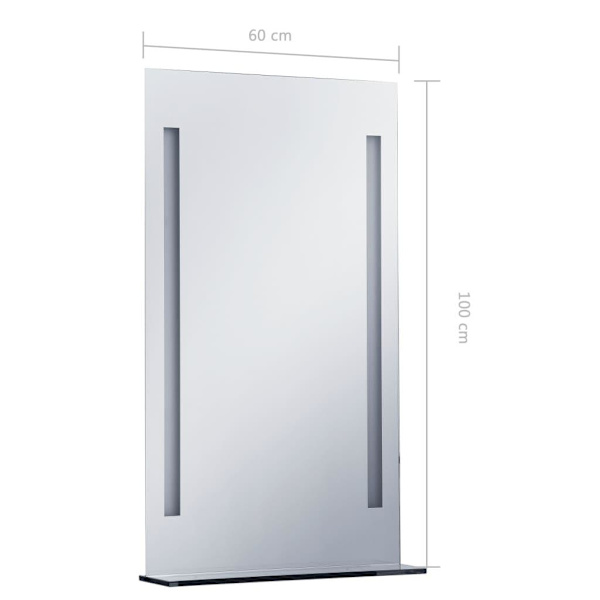 vidaXL Badrumsspegel LED med hylla 60x100 cm Silver