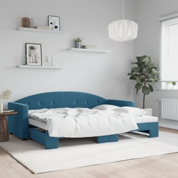 vidaXL Dagbädd utdragbar blå 80x200 cm sammet Blå