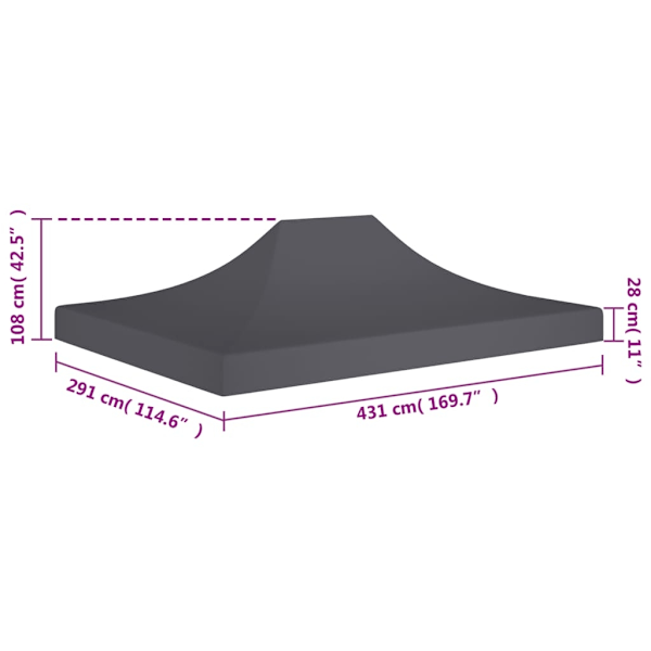 vidaXL Tak till partytält 4,5x3 m antracit 270 g/m² Antracit
