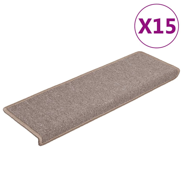 vidaXL Trappstegsmattor 15 st 65x21x4 cm ljusbrun Brun