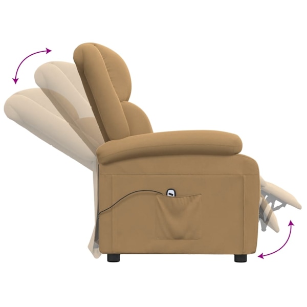 vidaXL Elektrisk reclinerfåtölj brun sammet Brun