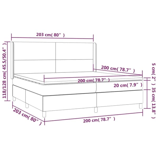vidaXL Ramsäng med madrass & LED mörkblå 200x200 cm sammet Blå