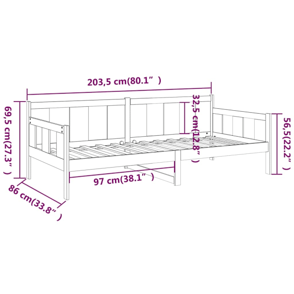 vidaXL Dagbädd massiv furu 80x200 cm Brun