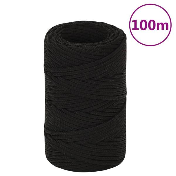 vidaXL Rep svart 2 mm 100 m polyester