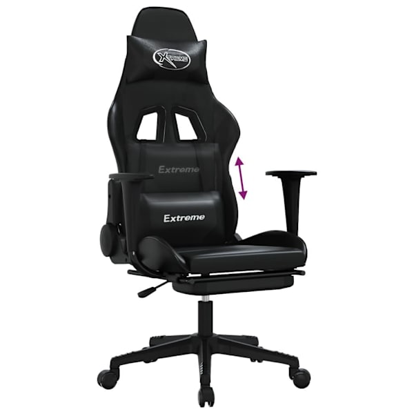 vidaXL Gamingstol med fotstöd svart konstläder Svart