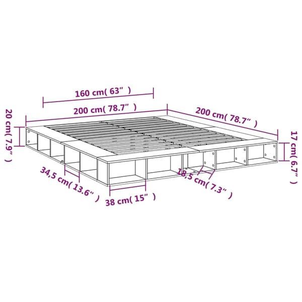vidaXL Sängram vit 200x200 cm konstruerat trä Vit