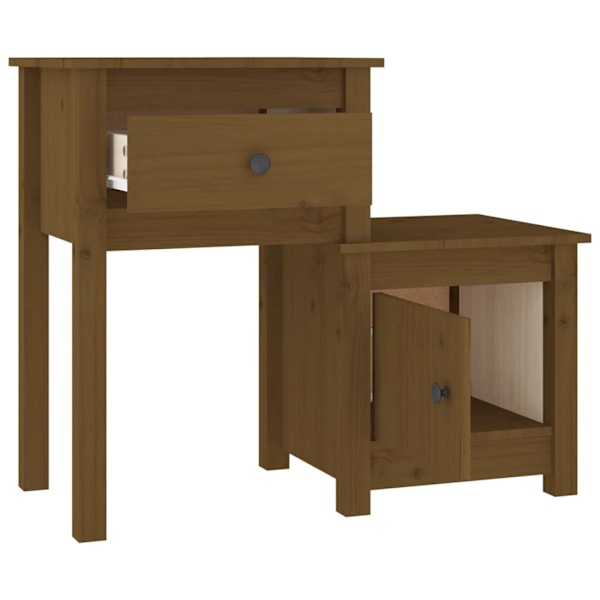 vidaXL Sängbord honungsbrun 79,5x38x65,5 cm massiv furu Brun