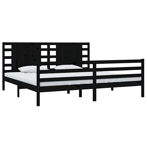 vidaXL Sängram svart massiv furu 200x200 cm Svart