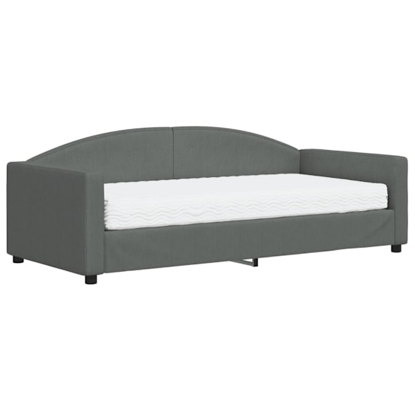 vidaXL Dagbädd med madrass mörkgrå 90x190 cm tyg Grå