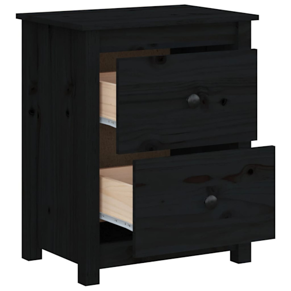 vidaXL Sängbord svart 50x35x61,5 cm massiv furu Svart