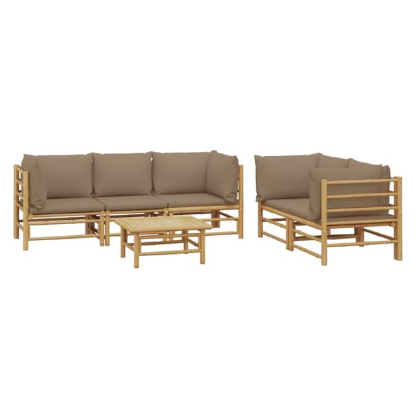 vidaXL Loungegrupp 6 delar taupe dynor bambu Brun