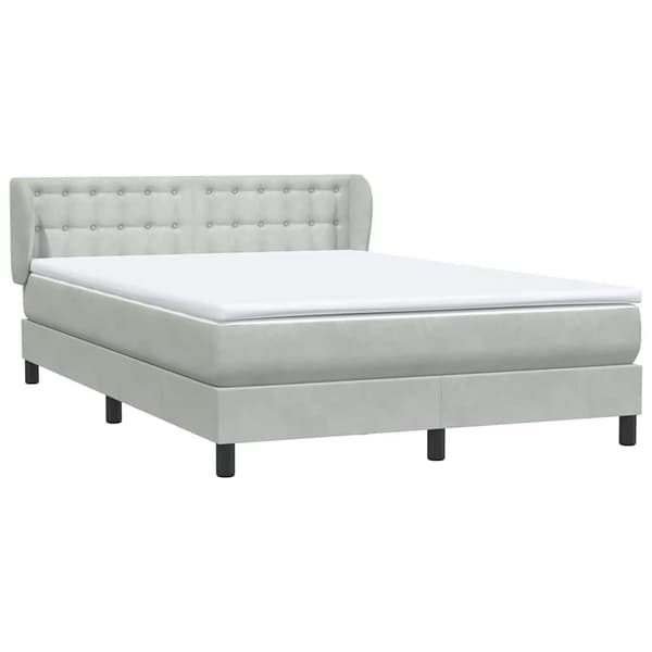 vidaXL Ramsäng med madrass ljusgrå 160x210 cm sammet Grå
