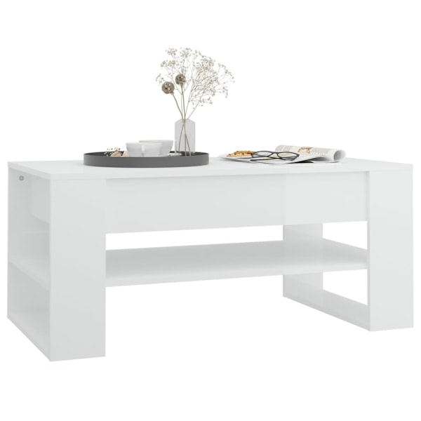 vidaXL Soffbord vit högglans 102x55x45 cm konstruerat trä Vit