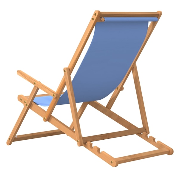 vidaXL Hopfällbar strandstol massiv teak blå Blå