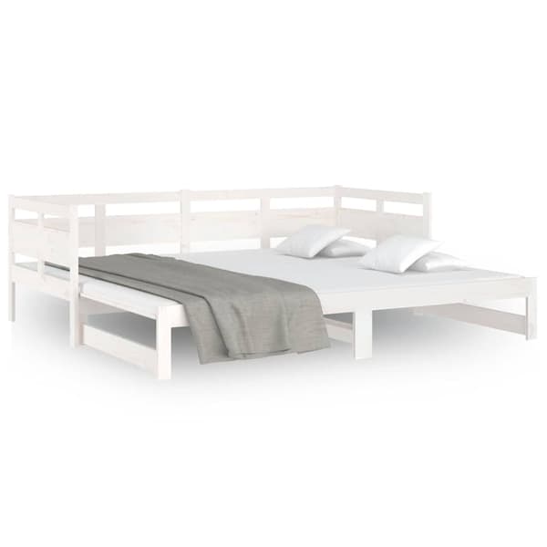 vidaXL Bäddsoffa vit massiv furu 2x(90x190) cm Vit