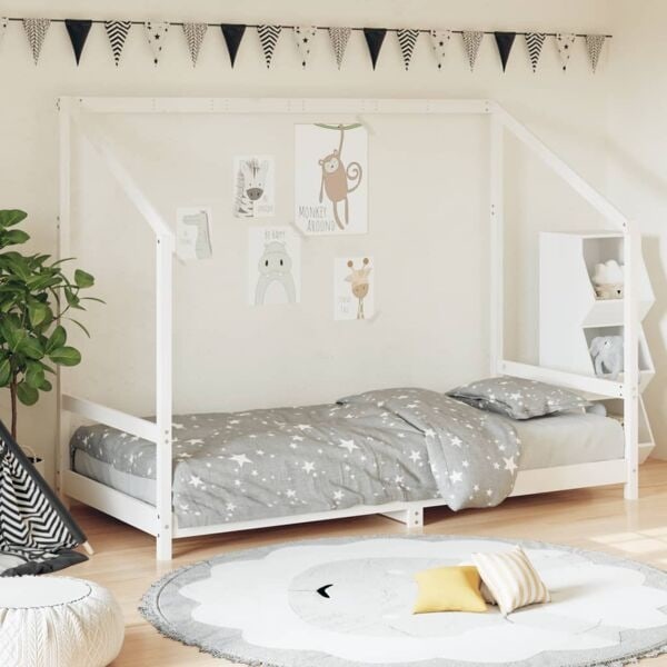 vidaXL Sängram för barnsäng vit 90x200 cm massiv furu Vit