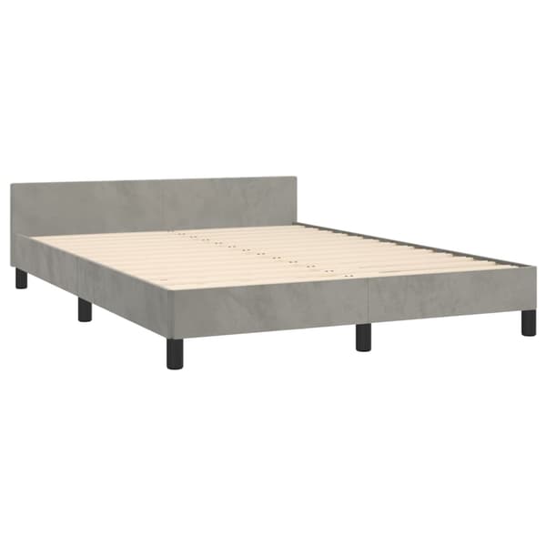 vidaXL Sängram utan madrass ljusgrå 140x190 cm sammet Grå